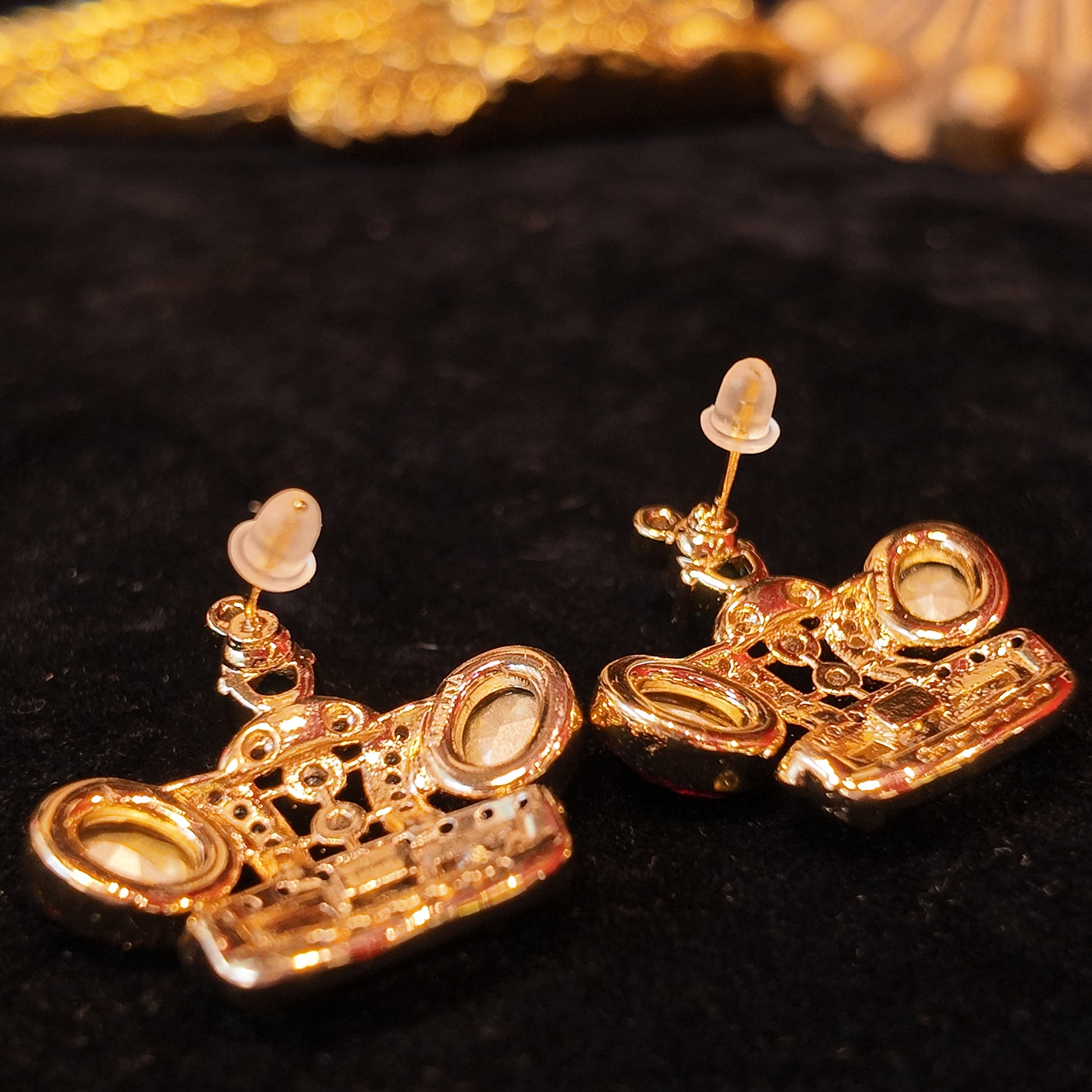 "Crown Ode" Crown Earrings | Crown Top Zircon and Two-color Glass | Retro Court Drama Style | Ceremony High-End Jewelry