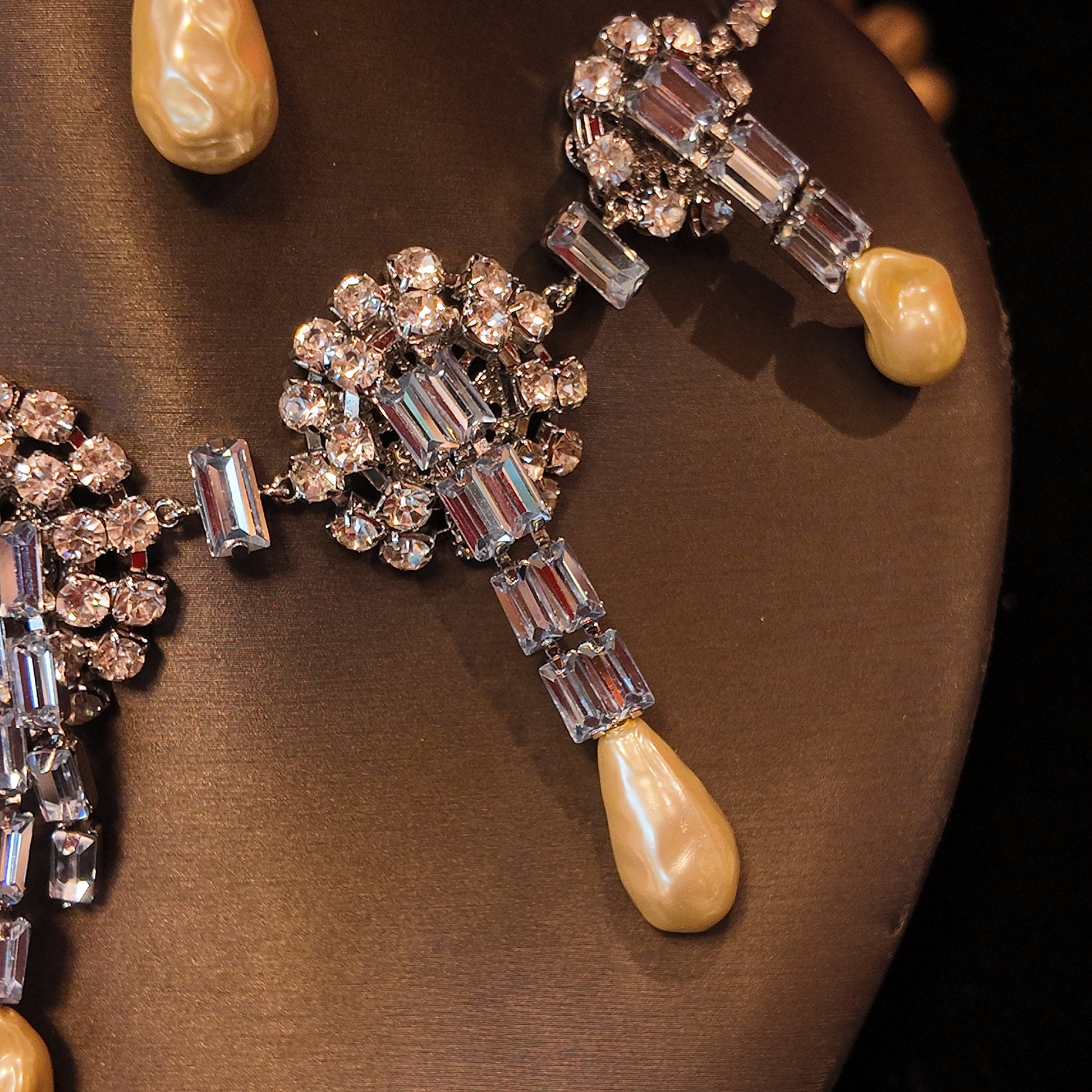 "Sky Gate" Holy Adornment Necklace | Starlight Blue Crystal Matrix | Gold-Plated Teardrop Pearls | Byzantine Mysterious Relic