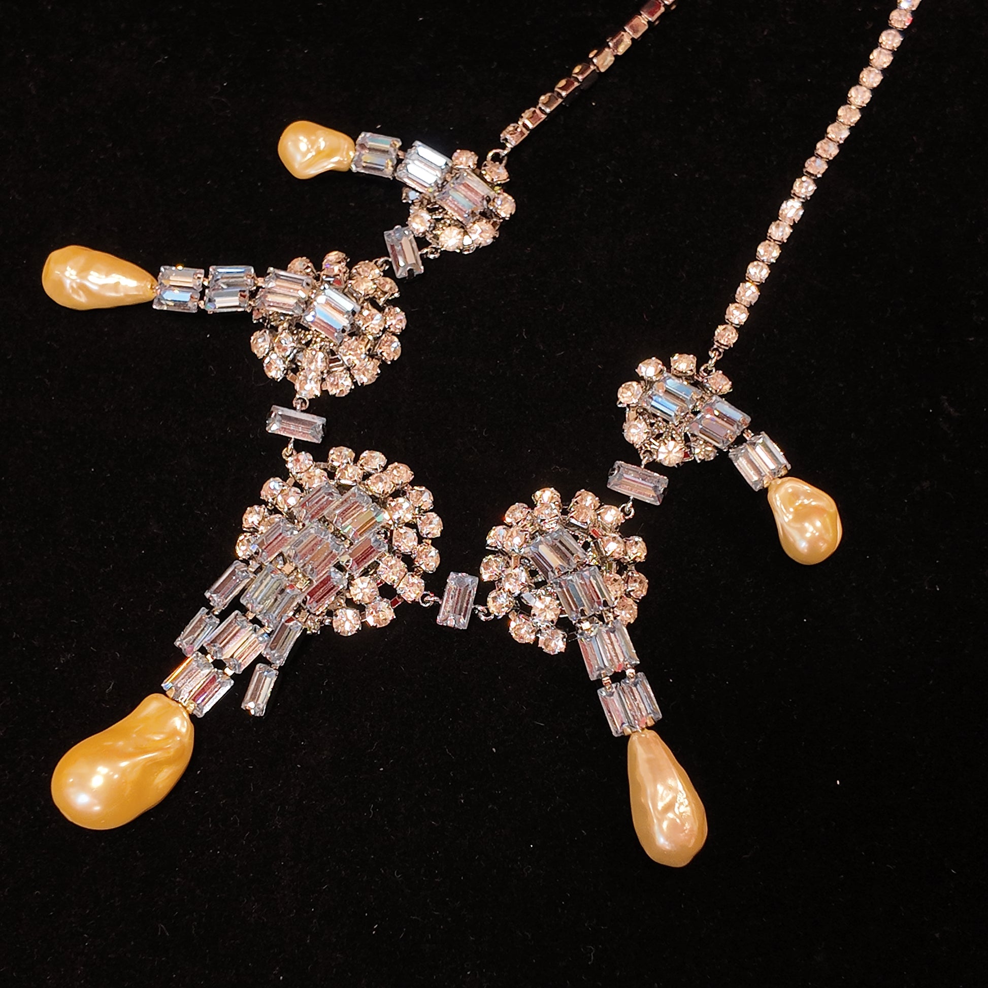 "Sky Gate" Holy Adornment Necklace | Starlight Blue Crystal Matrix | Gold-Plated Teardrop Pearls | Byzantine Mysterious Relic
